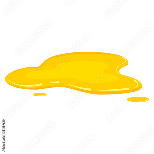 Puddle yellow oil, olive oil, honey, liquid gold, vector, cartoon style isolated illustration