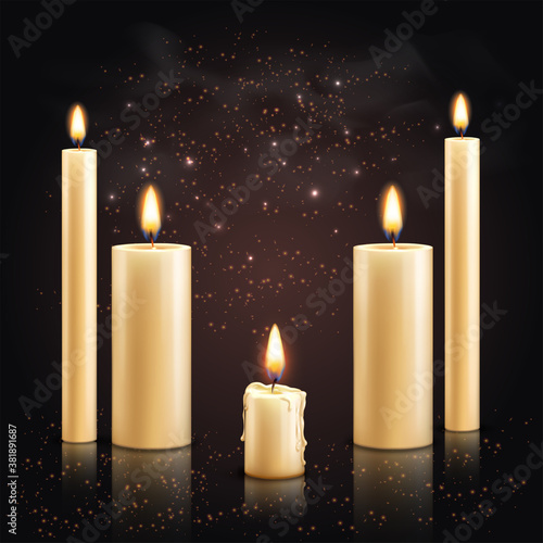 Candles Set Realistic Background