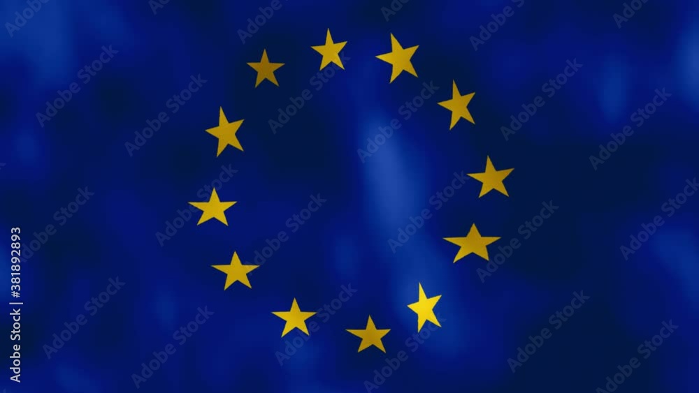 European Flag waving in the wind.Abstract seamless slow motion close up computer animation.Europe,Strasbourg. European Flag waving in the wind.Abstract seamless slow motion close up computer animation.Europe,Strasbourg.