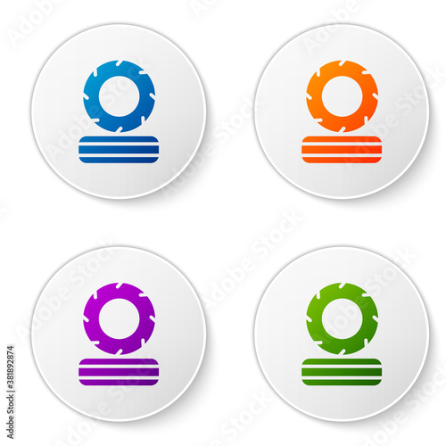 Color Lying burning tires icon isolated on white background. Set icons in circle buttons. Vector.