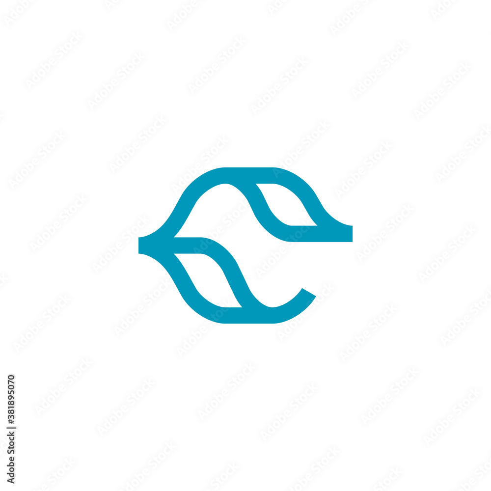 letter c logo formed from two wavy leaves letter c logo formed from two wavy leaves