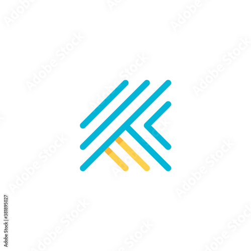 striped letter k logo formed from lines