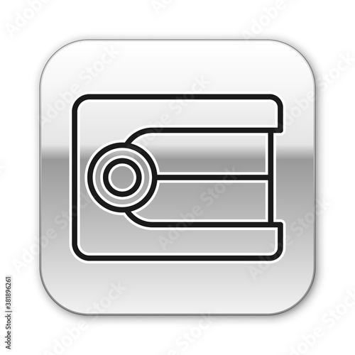Black line Dentures model icon isolated on white background. Dental concept. Silver square button. Vector.