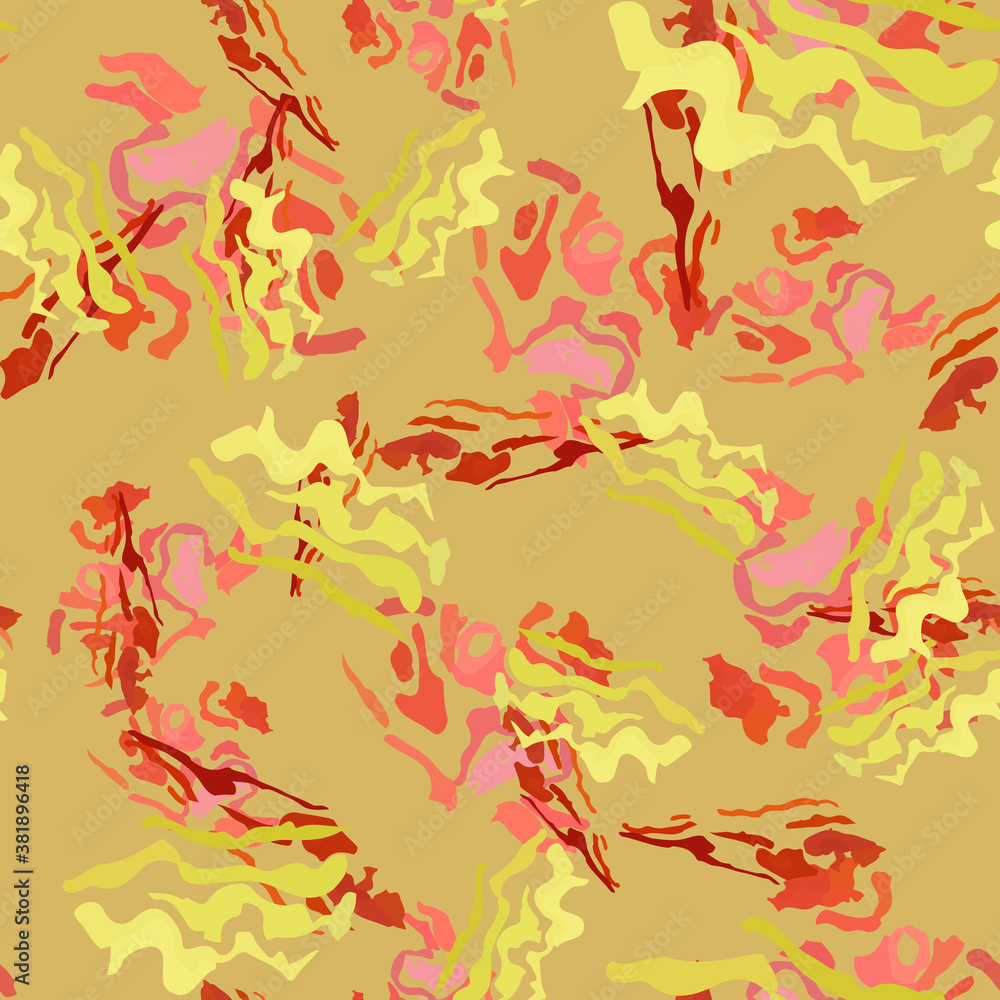 UFO camouflage of various shades of beige, red and yellow colors UFO camouflage of various shades of beige, red and yellow colors