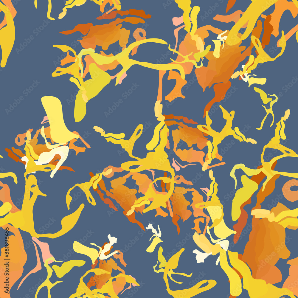 Obraz premium UFO camouflage of various shades of blue, orange and yellow colors