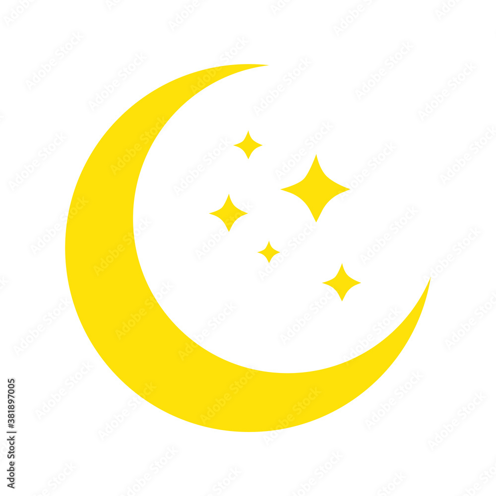 moon icon with stars on a white background, vector illustration moon icon with stars on a white background, vector illustration