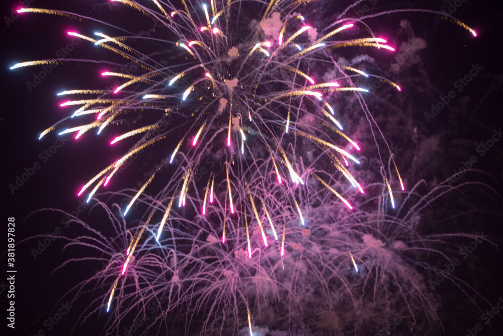 fireworks over black sky in valencia