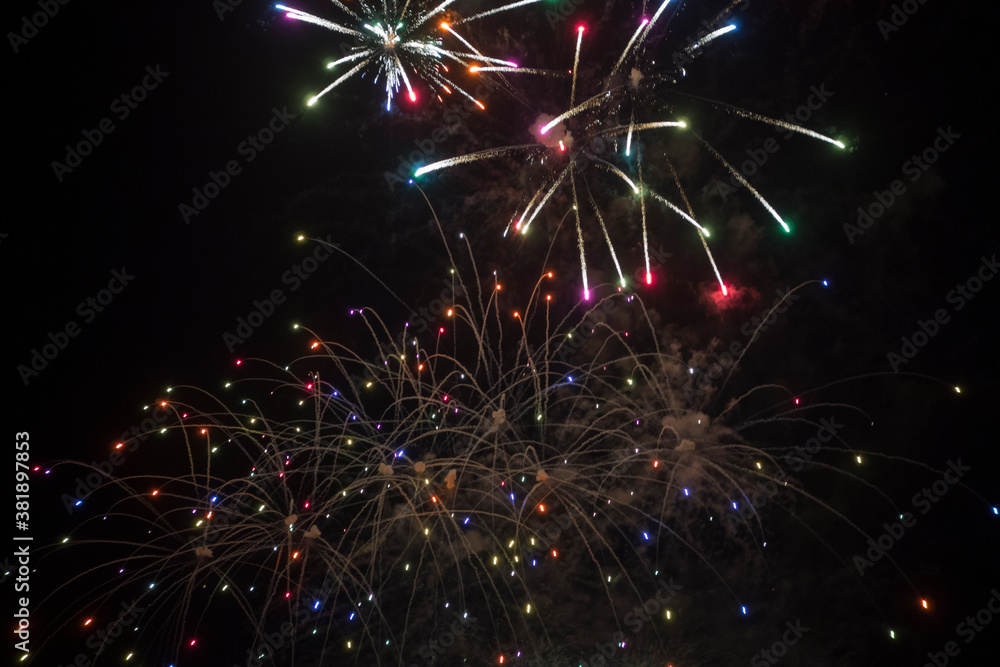 fireworks over black sky in valencia