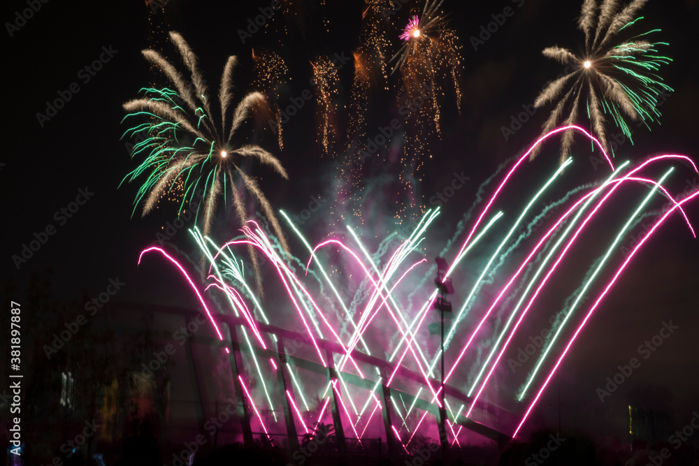 fireworks over black sky in valencia
