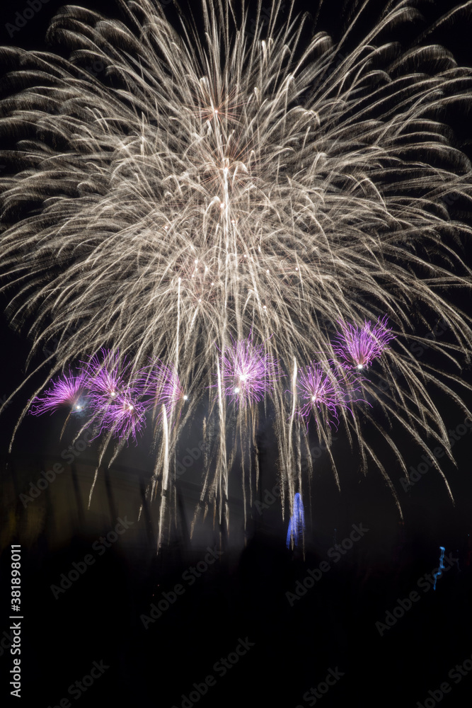fireworks over black sky in valencia