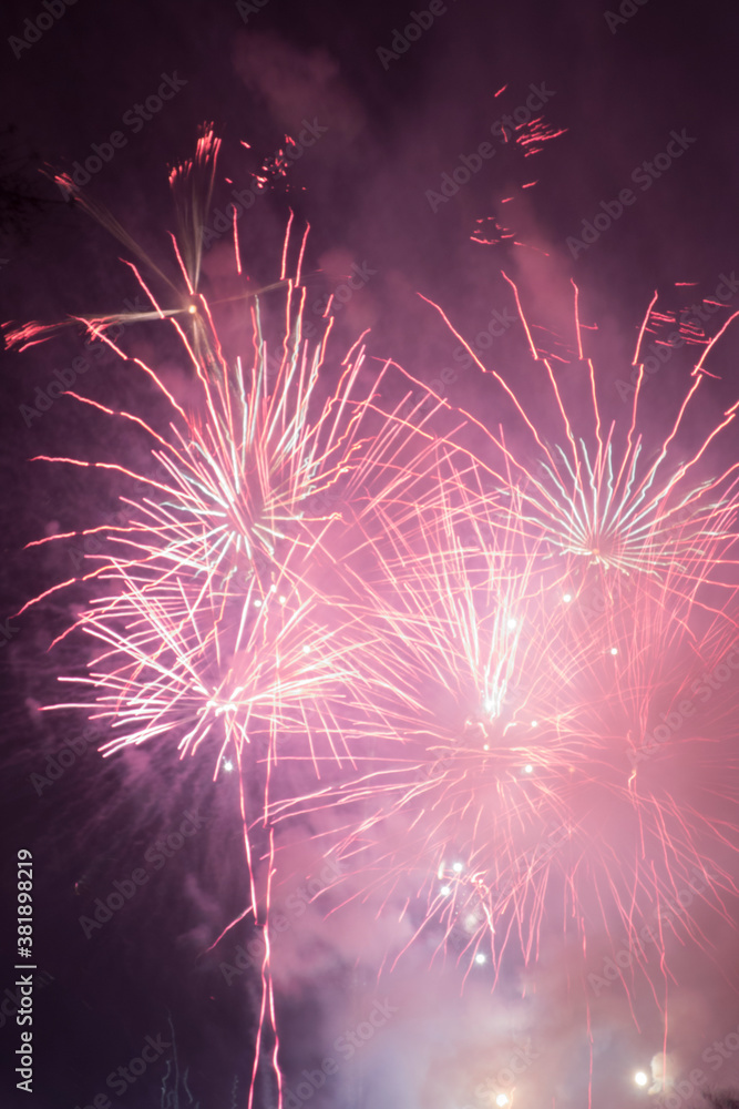 fireworks over black sky in valencia
