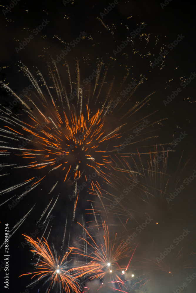 fireworks over black sky in valencia