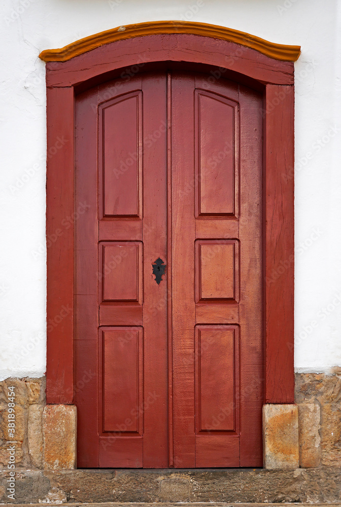 Colonial door in Sao Joao del Rei, Minas Gerais, Brazil