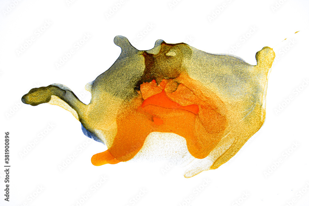 Fototapeta premium Watercolor splash. Alcohol Ink gold Texture. Abstract colorful background, wallpaper. Paint marble texture.