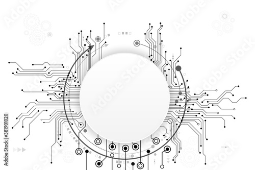 Vector circuit frame on white white screen for communication technology background concept