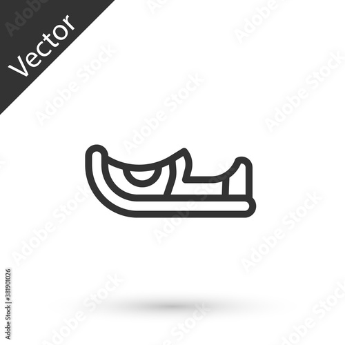 Grey line Traditional indian shoes icon isolated on white background. Vector.