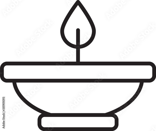 Black line Aroma lamp icon isolated on white background. Vector.