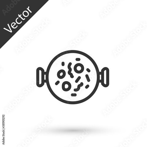 Grey line Chicken tikka masala icon isolated on white background. Indian traditional food. Vector.