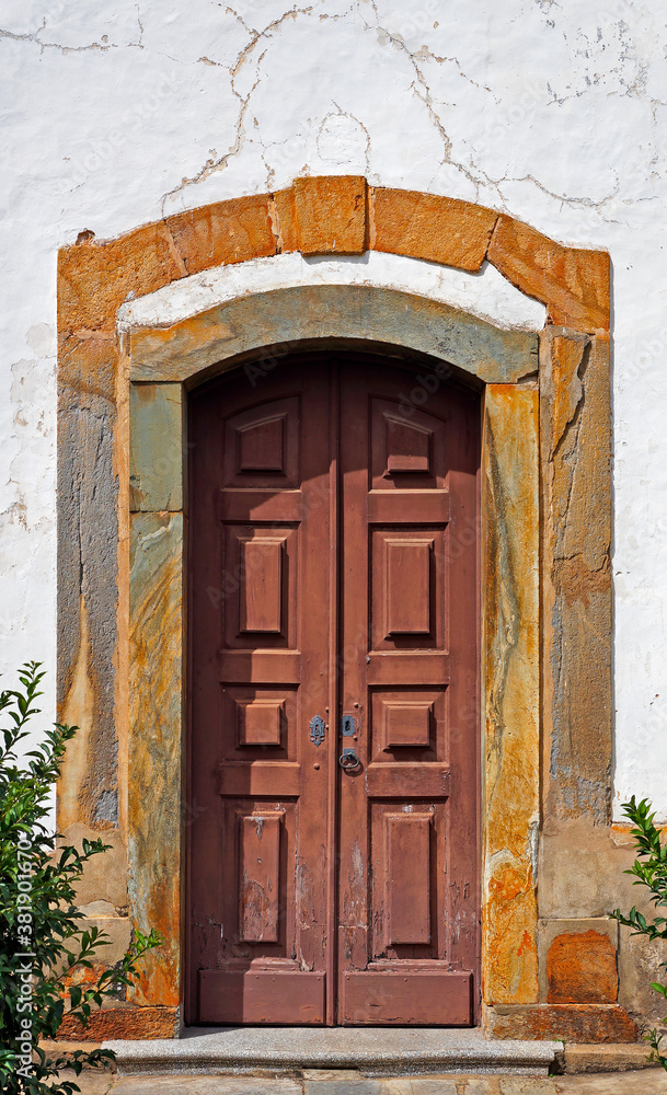 Church door in Sao Joao del Rei, Minas Gerais, Brazil 