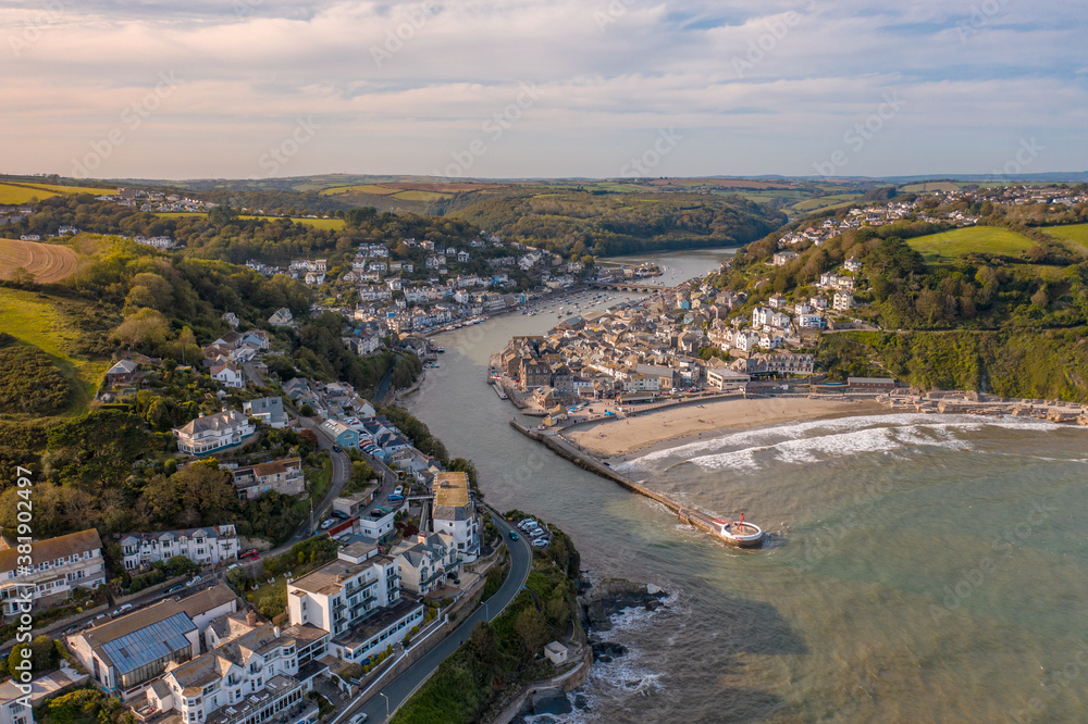 The Coastal Town of Looe in Cornwall UK Seen From The Air