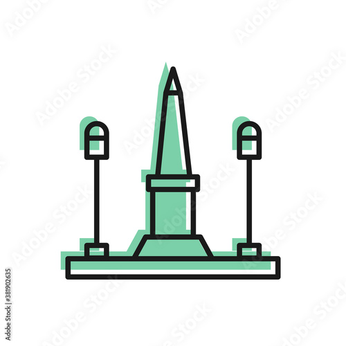 Black line Place De La Concorde in Paris, France icon isolated on white background. Vector.