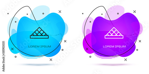 Line Louvre glass pyramid icon isolated on white background. Louvre museum. Abstract banner with liquid shapes. Vector.