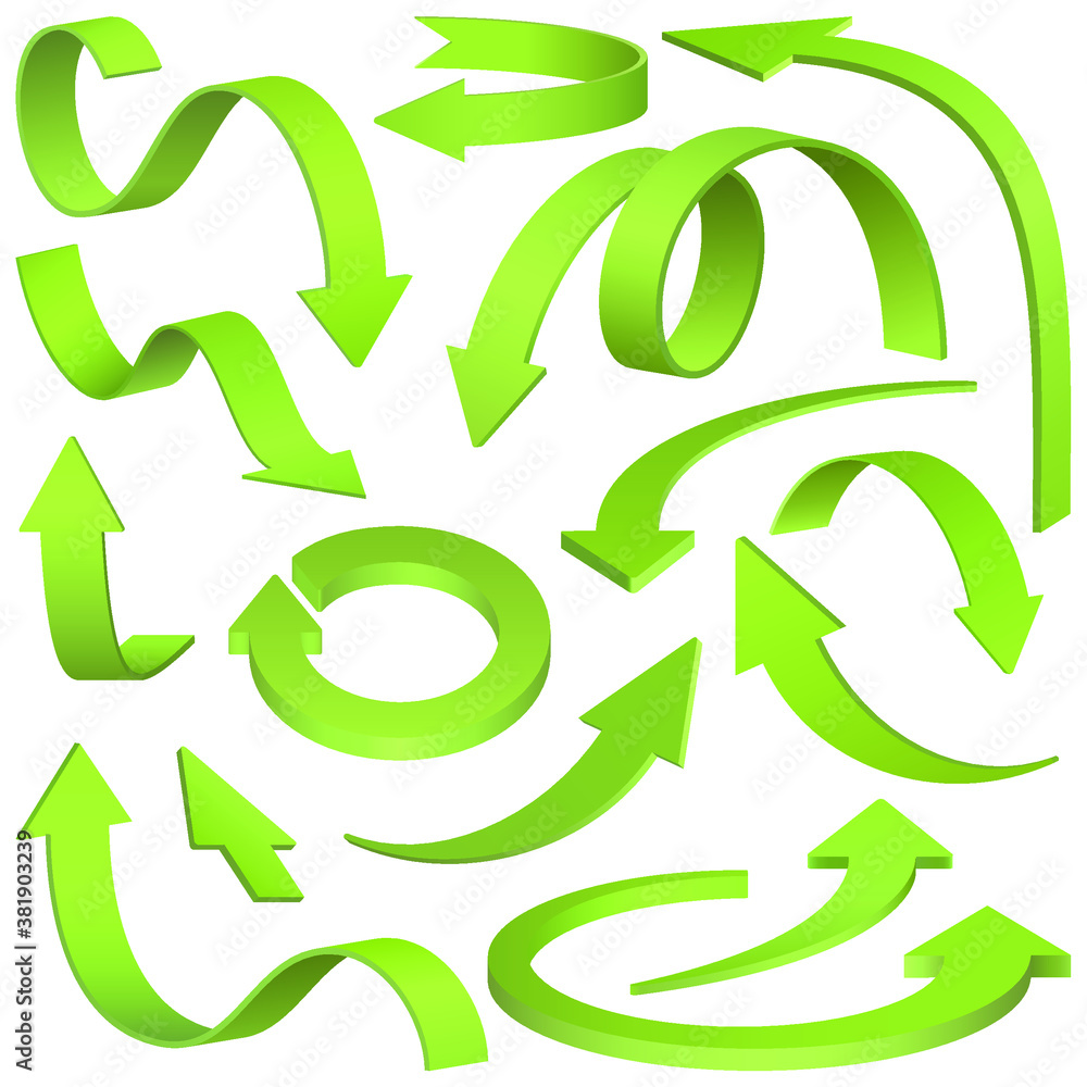 Green Arrows 3d vector illustration set Green Arrows 3d vector illustration set