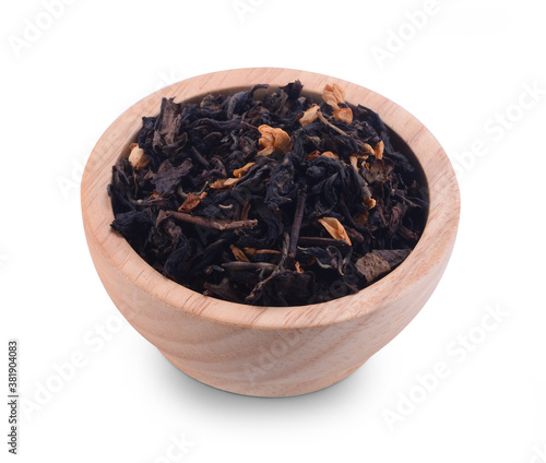 dry Jasmine tea on white background.
