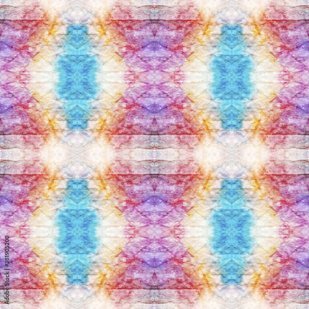 Tie Dye Background. Asian Backdrop.  Pastel Violet, Blue and White Textile Print. Rainbow Natural Ethnic Illustration. Colorful Tie Dye Background.