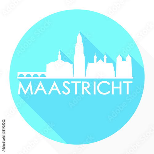 Maastricht Netherlands  Flat Icon Skyline Silhouette Design City Vector Art Round Logo.