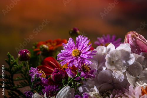 Beautiful bouquet of bright flowers