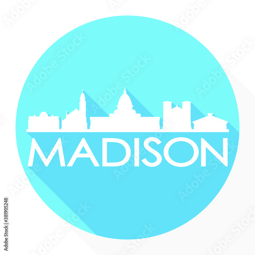 Madison Wisconsin USA Flat Icon Skyline Silhouette Design City Vector Art logo.