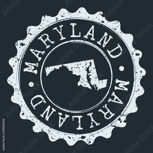 Maryland Map Seal. Silhouette Postal Passport Stamp. Round Vector Icon Postmark.