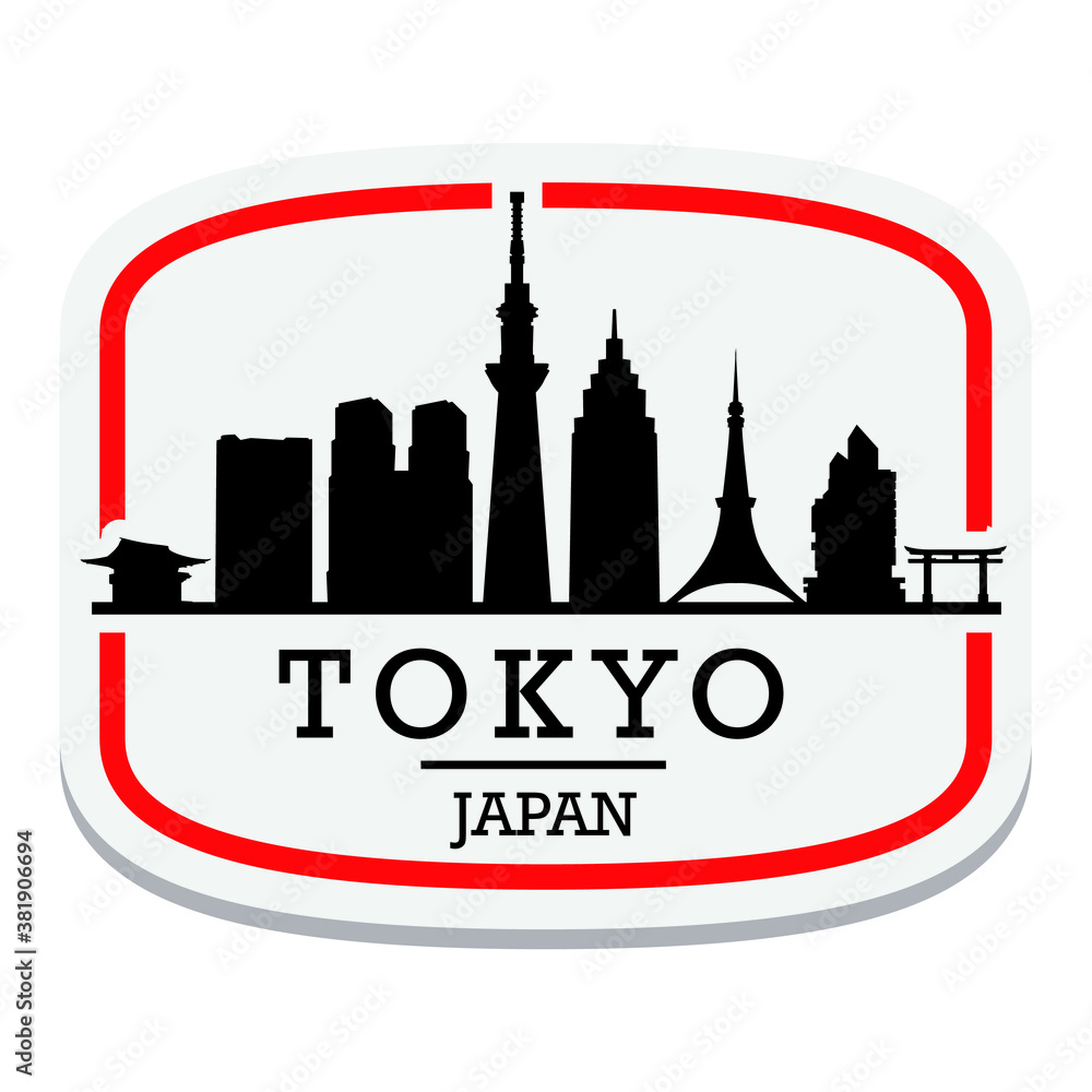 Tokyo Japan Label Stamp Icon Skyline City Design Tourism Logo.