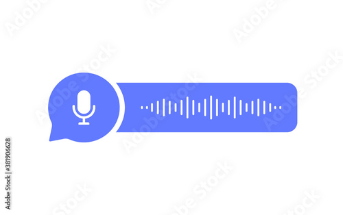 Voice messages bubble icon with sound wave and microphone. Voice messaging correspondence. Modern flat style vector illustration