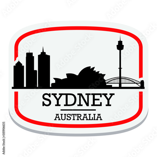 Sydney Australia Label Stamp Icon Skyline City Design Tourism Logo.