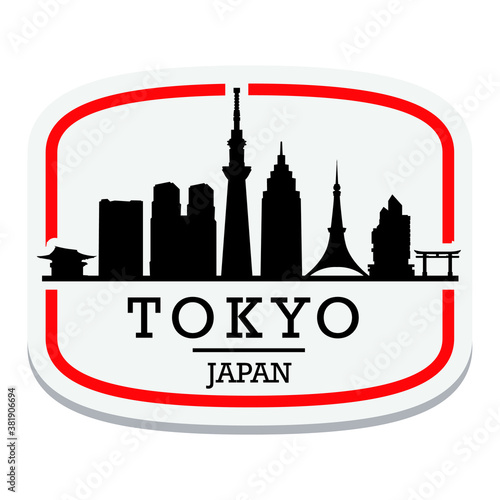 Tokyo Japan Label Stamp Icon Skyline City Design Tourism Logo.