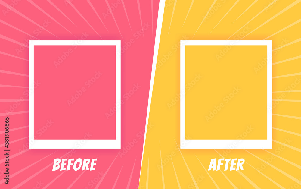 Before and after background template. Two color retro background with