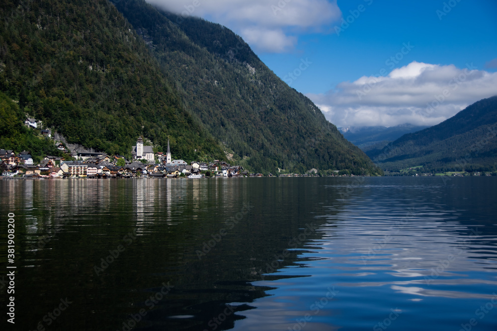The small town of Hallstatt is located directly on the lake when the weather is nice and some clouds