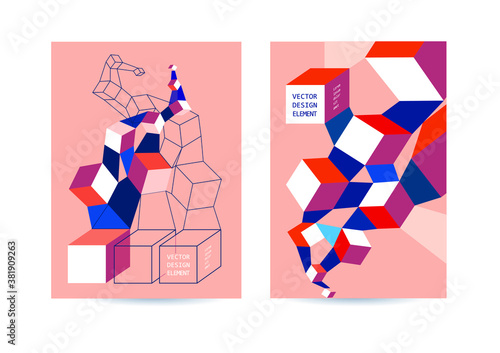 Abstract geometric composition of falling cubes for your individual design or landing page.
