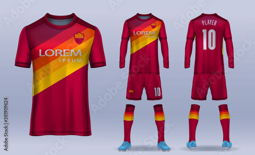 t-shirt sport design template, Soccer jersey mockup for football club. uniform front and back view.