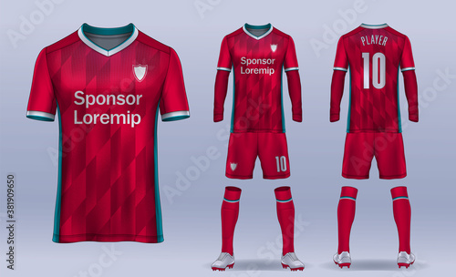 t-shirt sport design template, Soccer jersey mockup for football club. uniform front and back view.