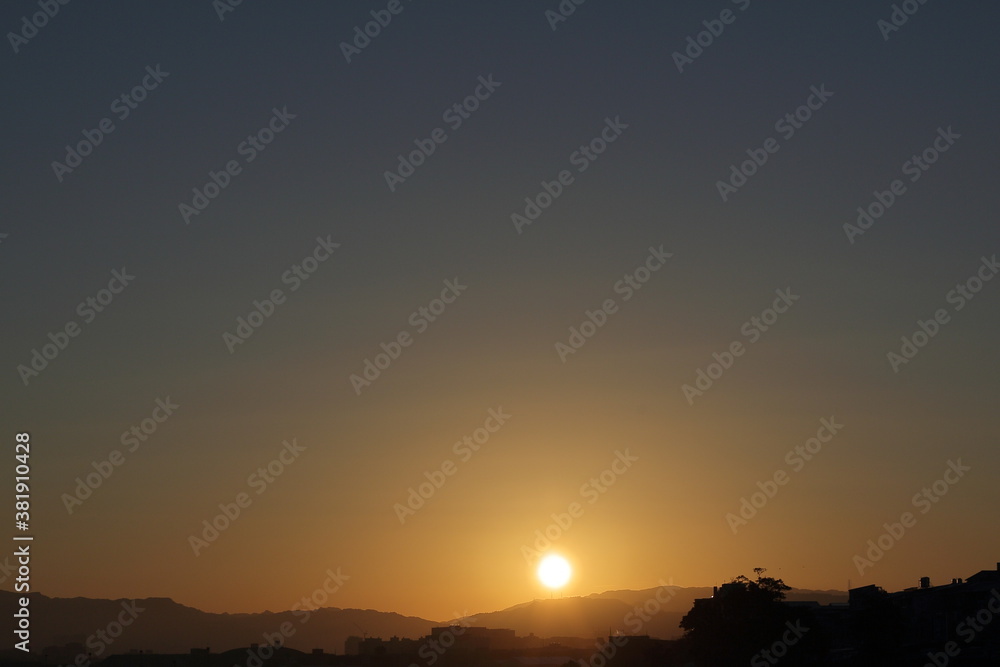 the beautiful sunrise and colorful sky at dawn