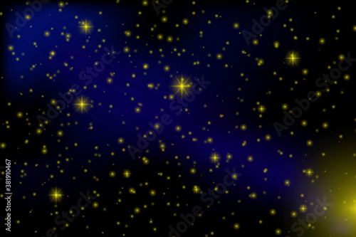 A comet in the starry sky. Night background. Space galaxy. Fireball in the sky with a tail. Vector illustration. Stock image.
