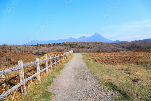 遊歩道と知床連山