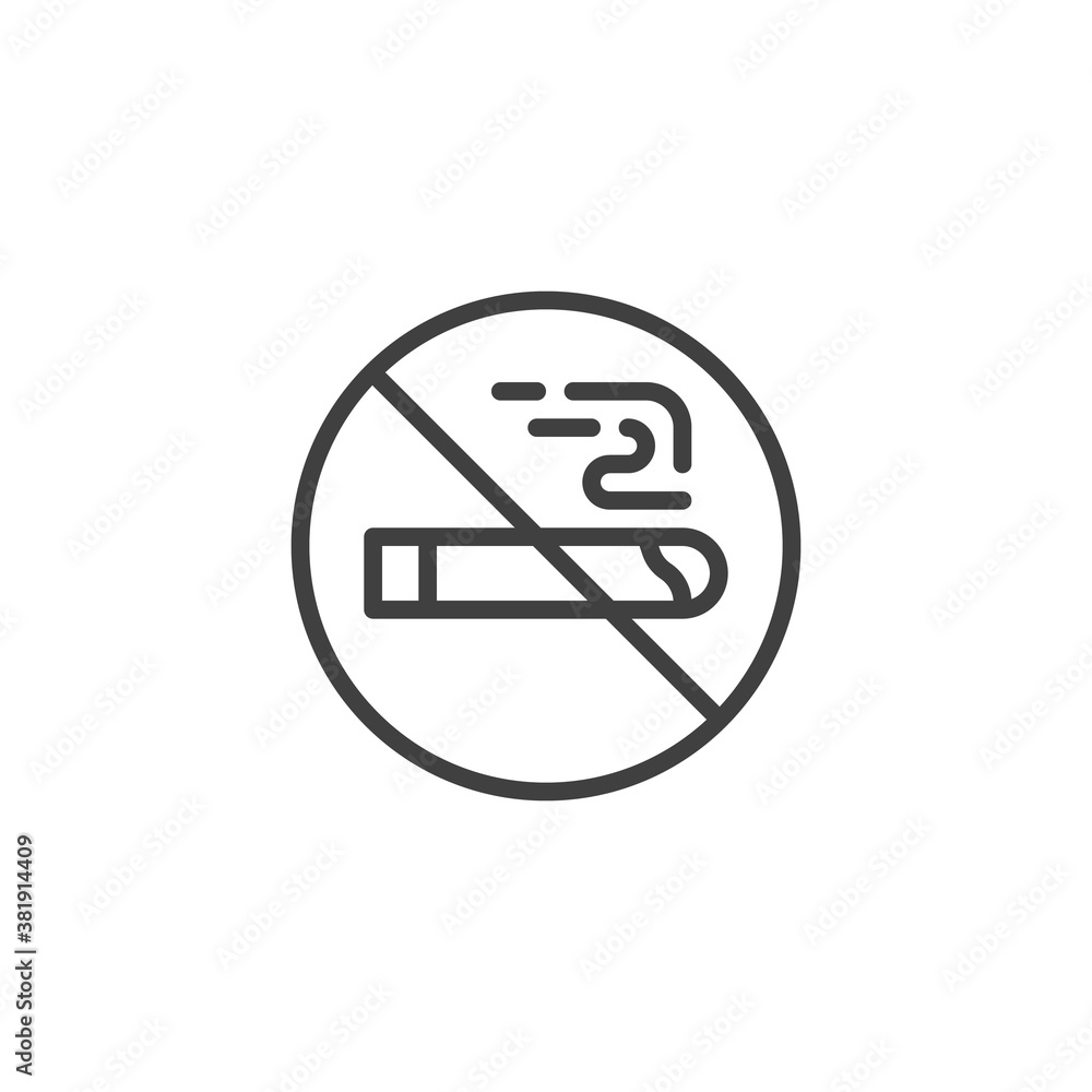 Obraz premium No Smoking line icon. linear style sign for mobile concept and web design. No cigarette outline vector icon. Symbol, logo illustration. Vector graphics