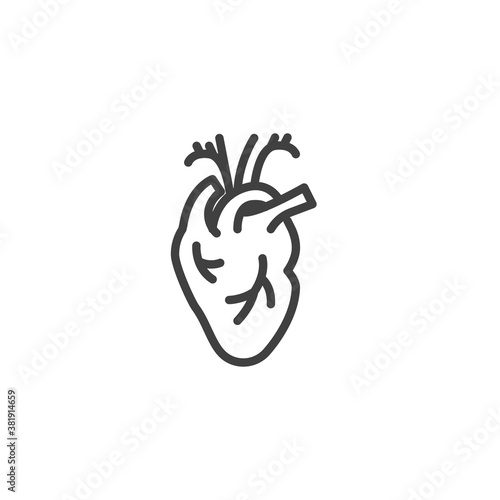 Heart attack line icon. linear style sign for mobile concept and web design. Diabetes heart outline vector icon. Symbol, logo illustration. Vector graphics