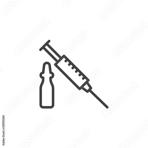 Insulin injection pen line icon. linear style sign for mobile concept and web design. Syringe and medical ampoule outline vector icon. Symbol, logo illustration. Vector graphics