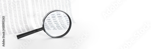 Magnifying glass and diagram. Finance and business concept