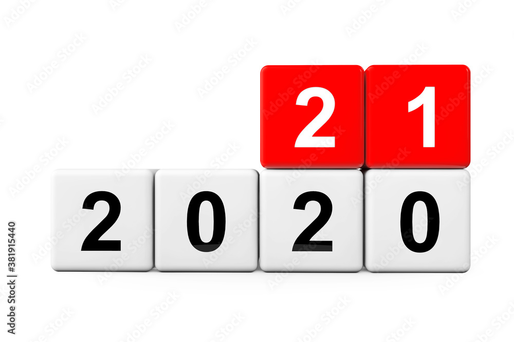 Blocks with the transition from year 2020 to 2021. 3d Rendering Blocks with the transition from year 2020 to 2021. 3d Rendering